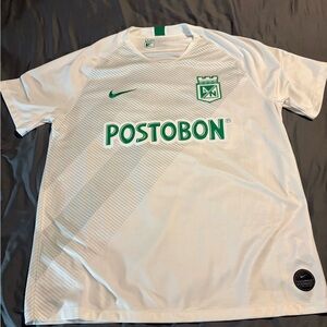 Nike White and Green Dri-FIT Jersey